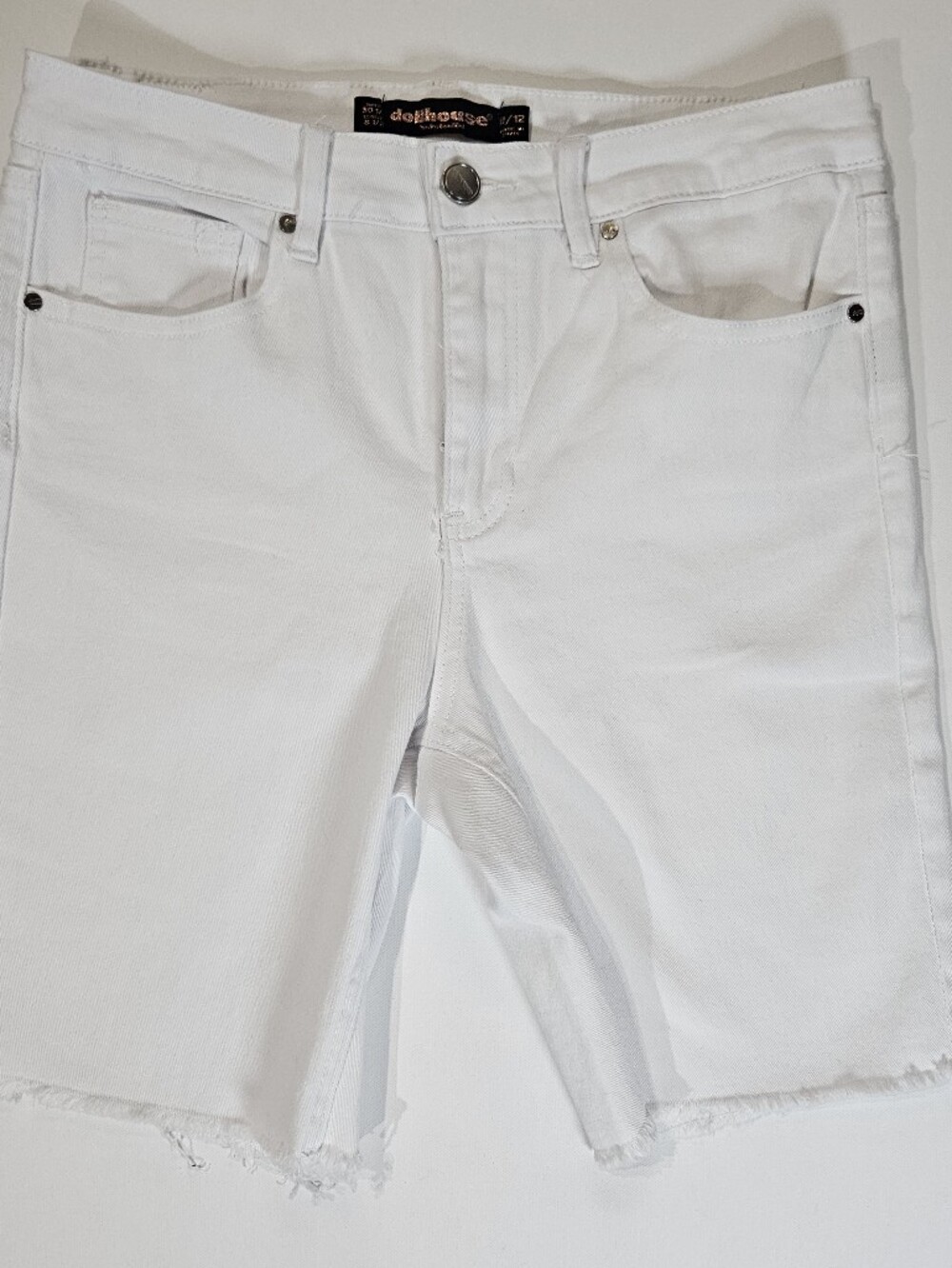 Dollhouse Denim Jean Shorts Juniors 11 White Bermuda Frayed Hem Summer Festival